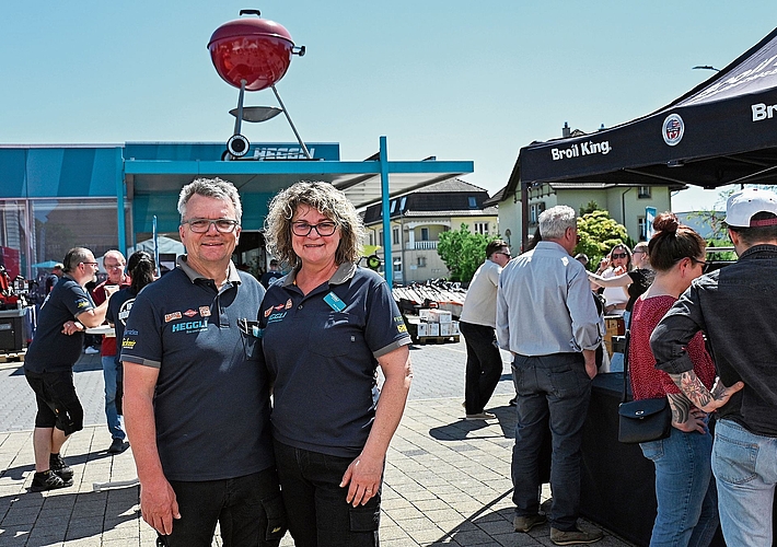 Das Inhaberpaar Leonz und Sonja Heggli durfte sich an der Frühlingsausstellung über viele Besucherinnen und Besucher freuen.