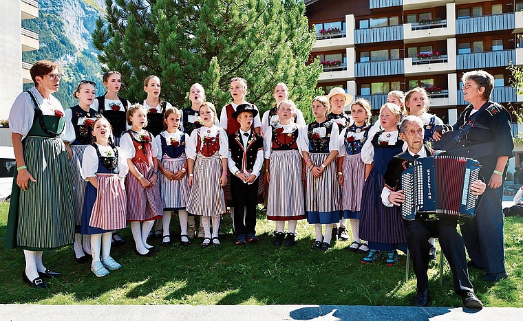 Das Kinderjodelchörli trat in Grindelwald an.Bild: zvg