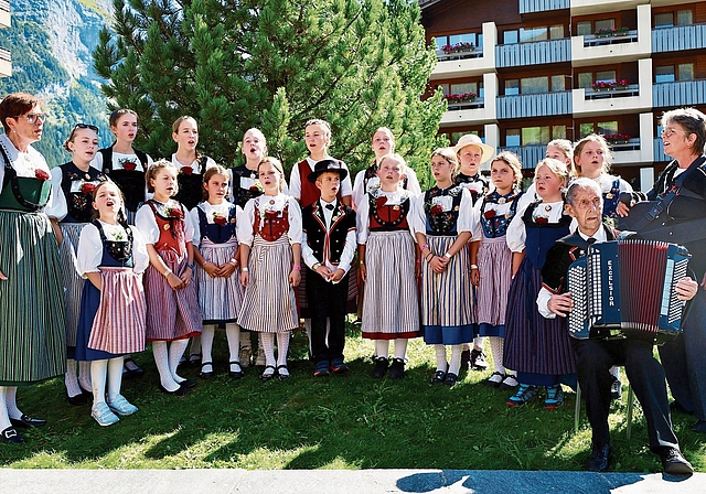 Das Kinderjodelchörli trat in Grindelwald an.Bild: zvg