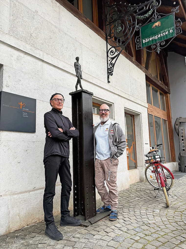 Pitsch Geissbühler (links) und Hans Leutwyler stellen die Weichen für eine künstlerische Zusammenarbeit.Bild: zvg