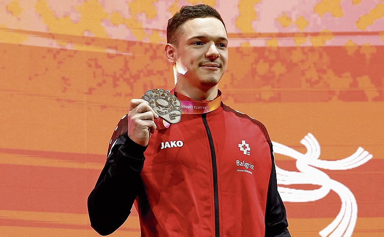 Noe Seifert holte in Jakarta an der FIG Artistic Gymnastics World Championship 2025 die Bronzemedaille.Bild: EPA