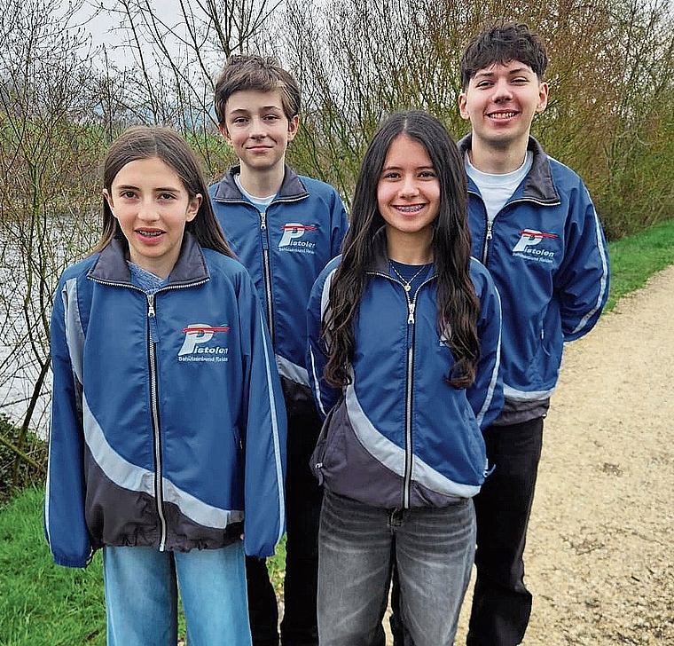 Romana Schneeberger, Ben Noser, Giannina Alfano und Romeo Alfano (von links) vertraten den PSB Reiden am vergangenen Sonntag an der Junioren-Einzelmeisterschaft in Schwadernau.Bild: zvg
