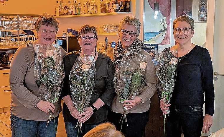 Geehrt (v.l.): Barbara Lehmann, Annelies Käser, Conni Baumann und Anita Schlegel.bild: zvg