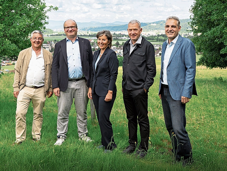 Der Gemeinderat (v.l.): Ivo Müller, Willi Zürcher, Marianne Schärli, Josua Müller und Bruno Geiser.Bild: Zvg