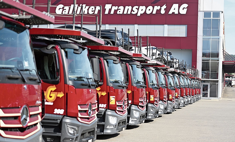 1383 LKW gehören zur Flotte der Galliker Transport AG.