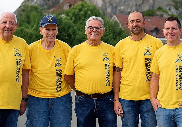 Sie prägten das Wasserfest in den vergangenen 50 Jahren als OK-Präsidenten (von links): Ulrich Baumann (1974–1988), Bernhard Wullschleger (1990–2004), Jörg Richner (2006–2012), Maik Siegrist (2014–2016) und André Richner (seit 2018).Bild: