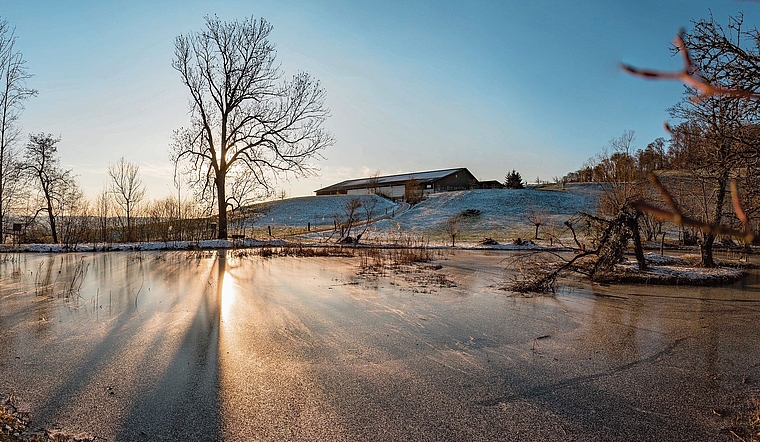 Looweiher mit Schwarzeis.Bild: Beat Bracher