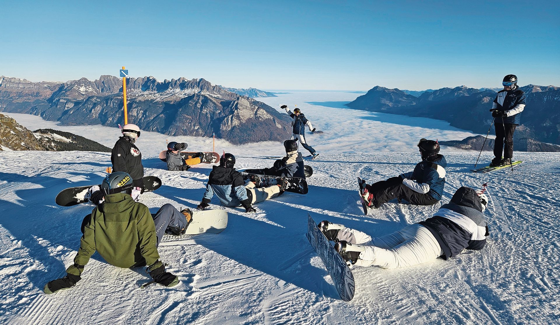 Die Snowboardgruppe erhielt Tipps und Tricks. Bilder: Sebastian Heller