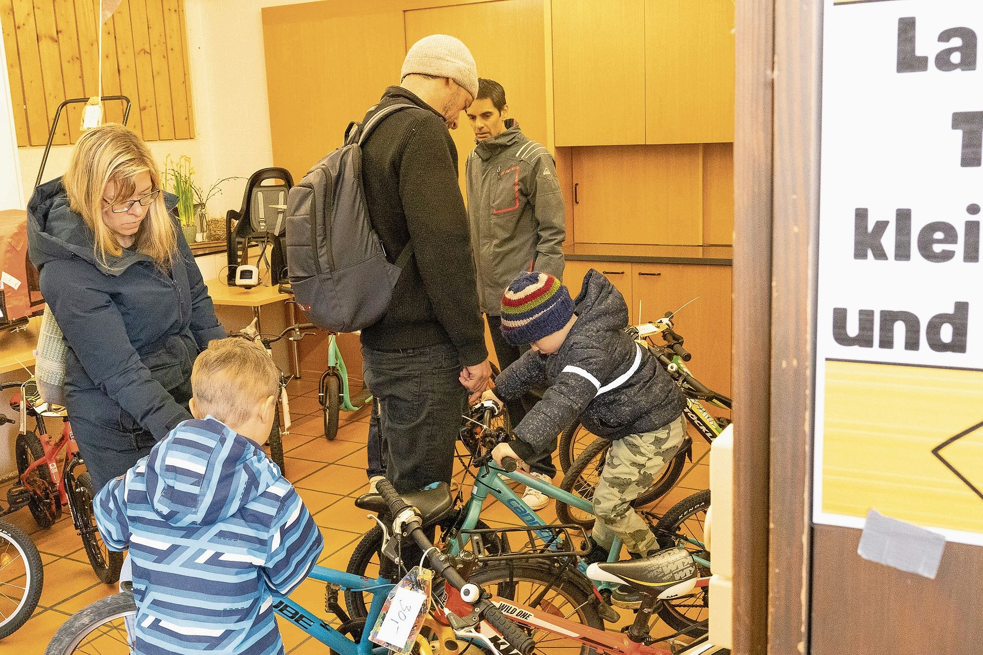 Im Innenbereich waren die Kindervelos untergebracht.