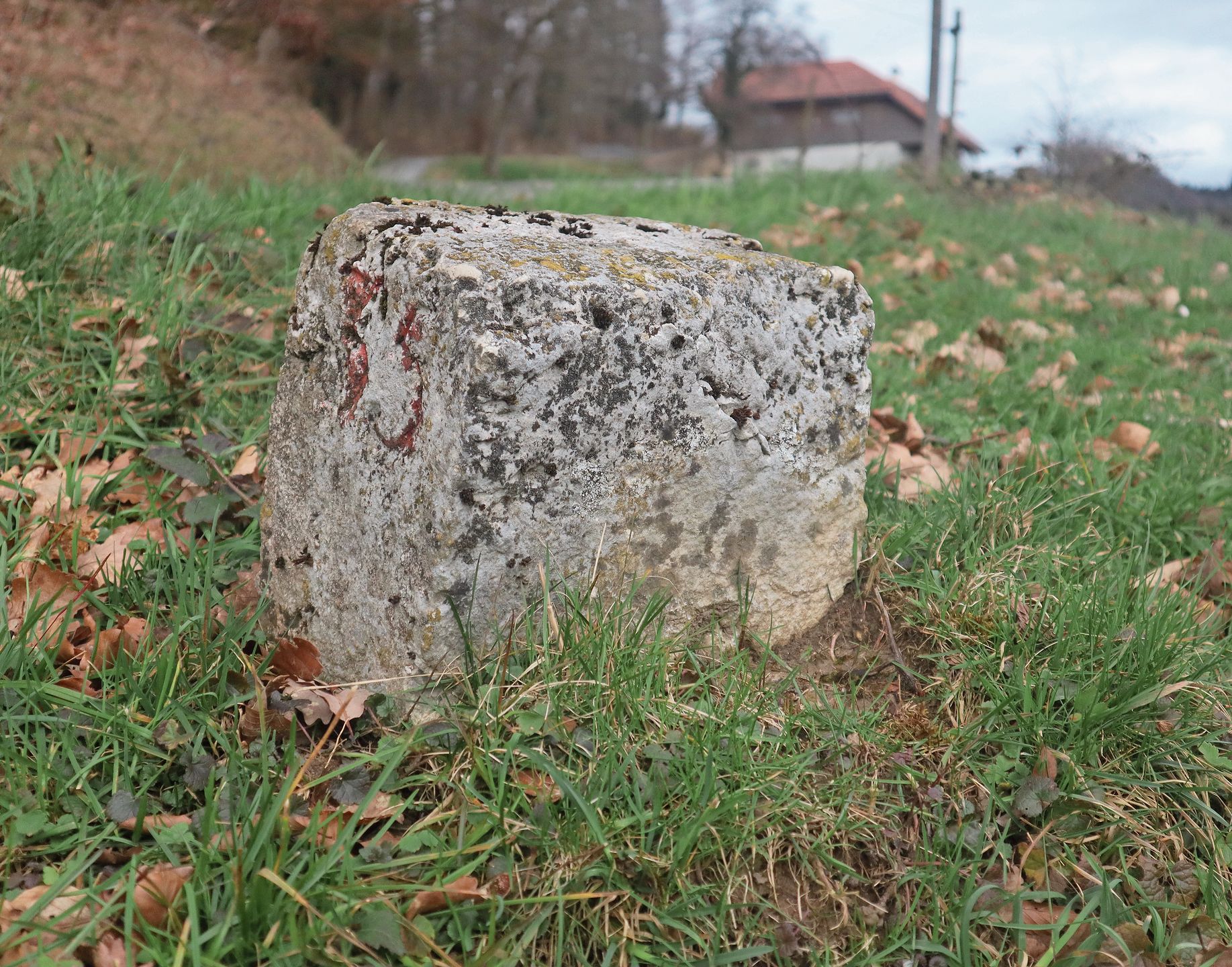 Grenzstein mit dem Haus Härdöpfuhoger 17 (Bertschi-Studer) im Hintergrund. Grenzstein mit dem Haus Härdöpfuhoger 17 (Bertschi-Studer) im Hintergrund.
