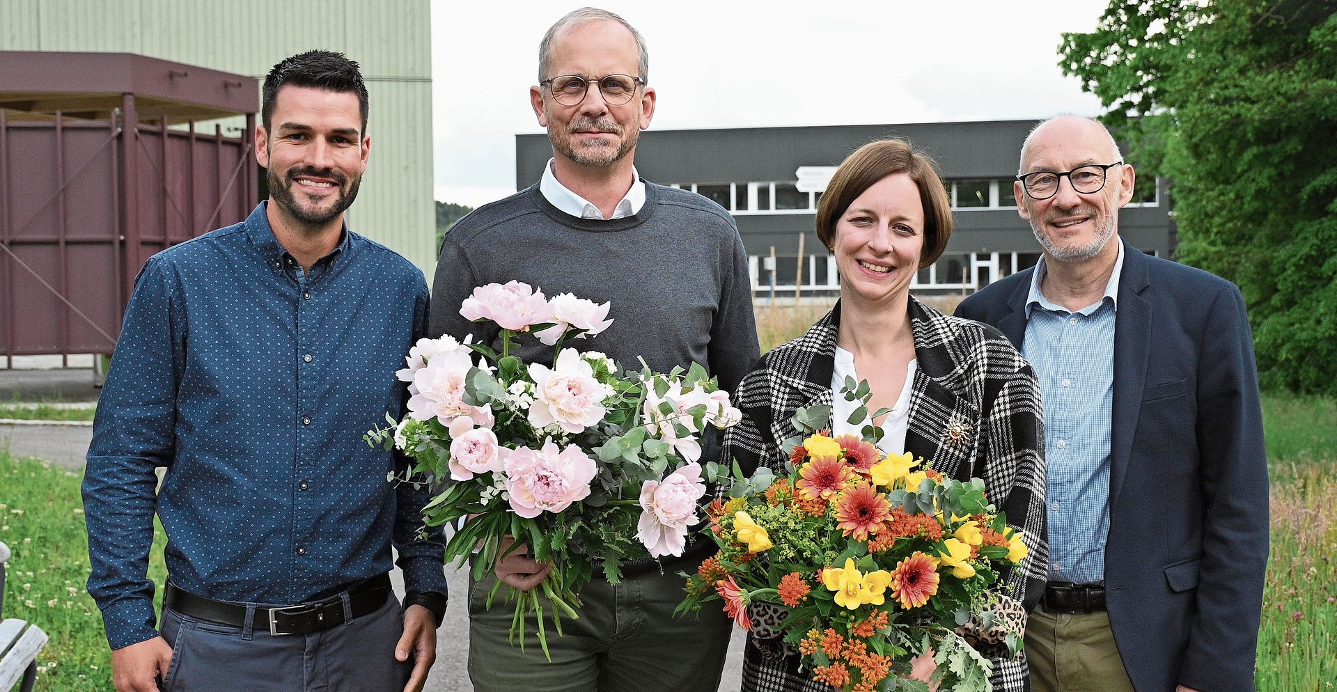 Gesamtleiter Fabrice Bernegger (links) und Verwaltungsratspräsident Felix Schönle (rechts) flankierten den neuen Verwaltungsrat Raymond Alder und die wiedergewählte Verwaltungsrätin Irina Bannwart.Bilder: Manuel Arnold